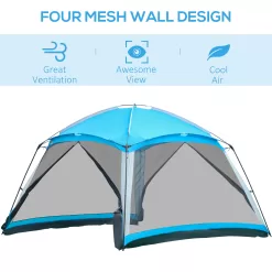 Outsunny 12' x 12' Screen House Room, 8 Person Camping Tent w/ Carry Bag and 4 Mesh Walls for Hiking, Backpacking, and Traveling, Easy Set Up