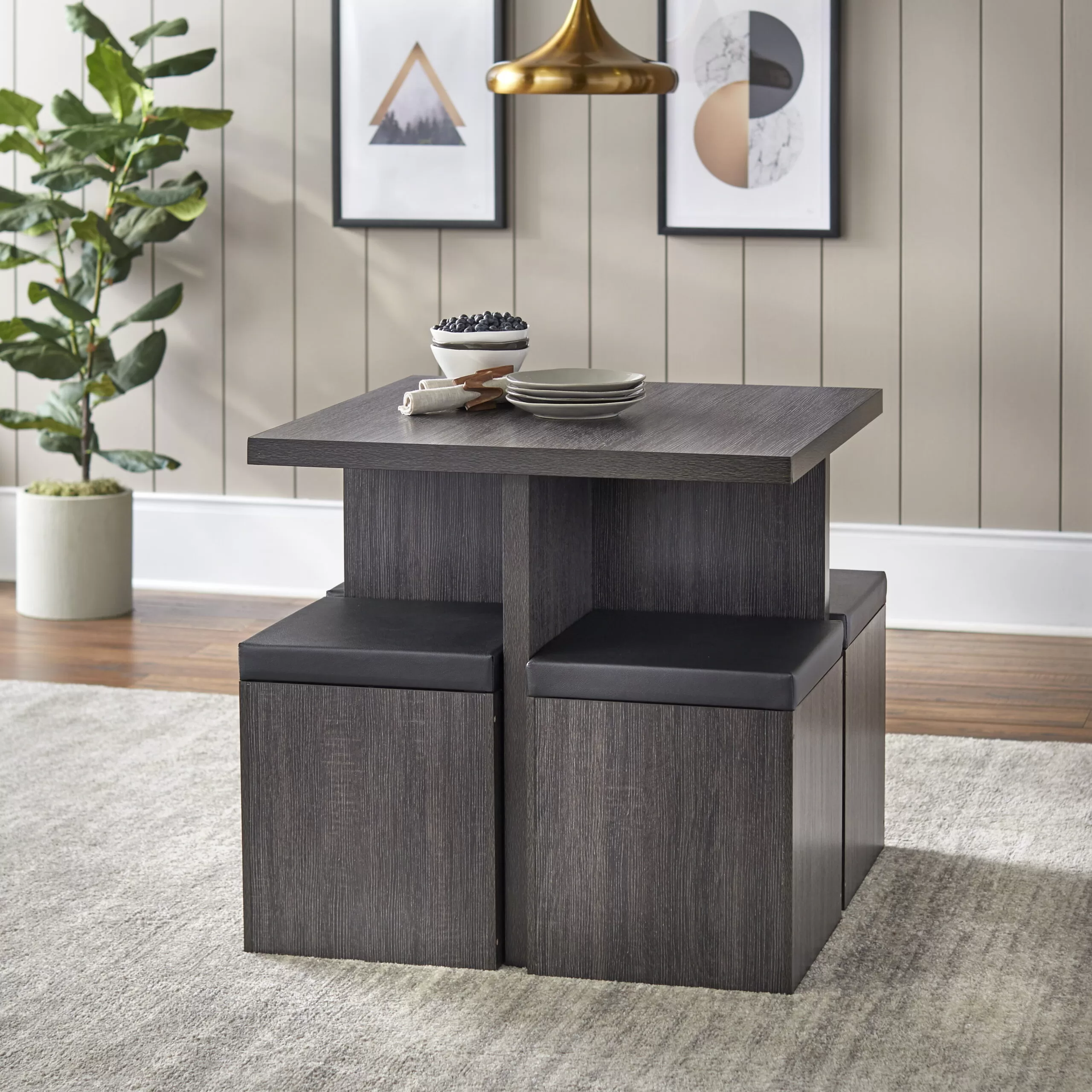 Mainstays 5-Piece Dexter Dining Set with Storage Ottoman