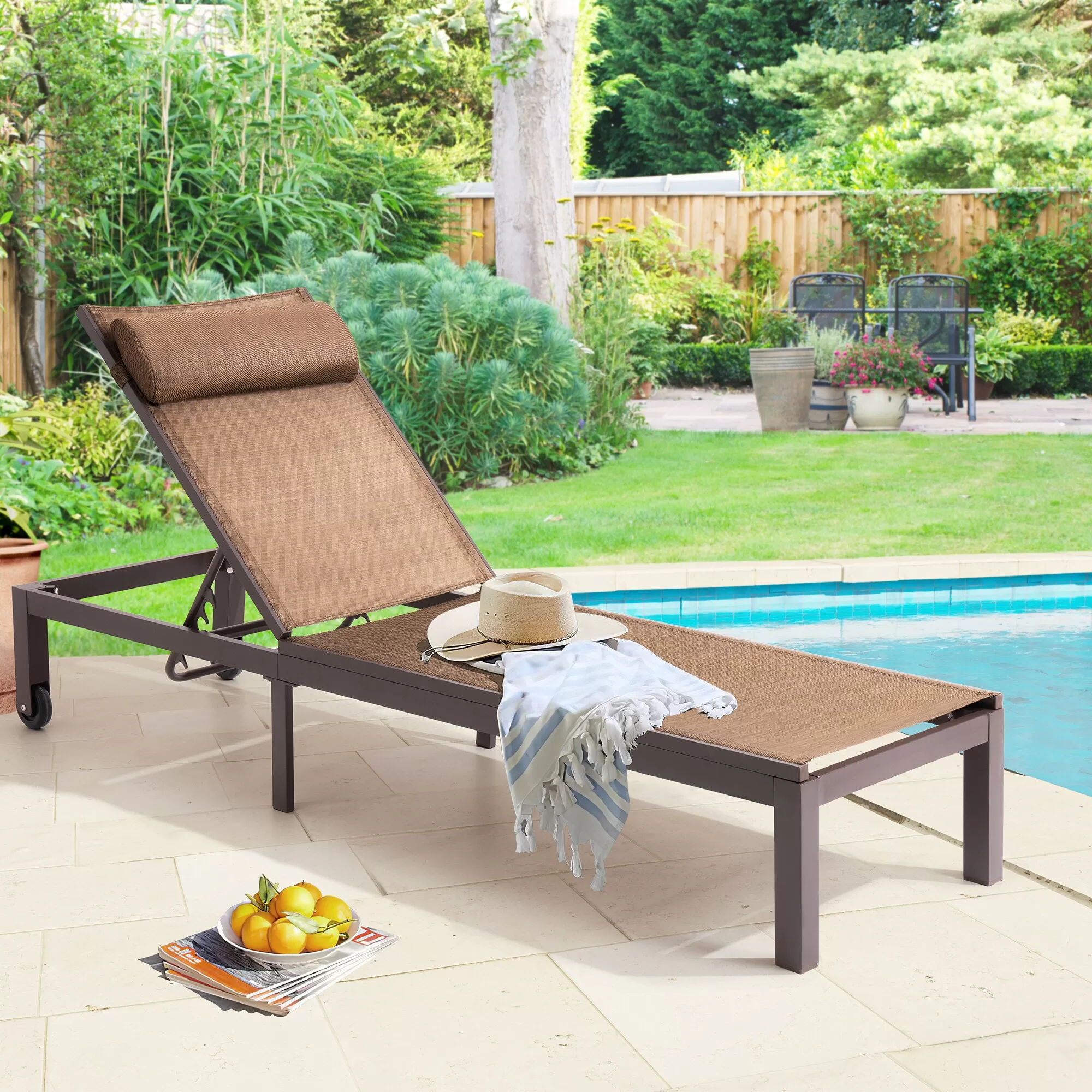 Crestlive Products Patio chaise lounge Aluminum Frame In Brown - Image 8