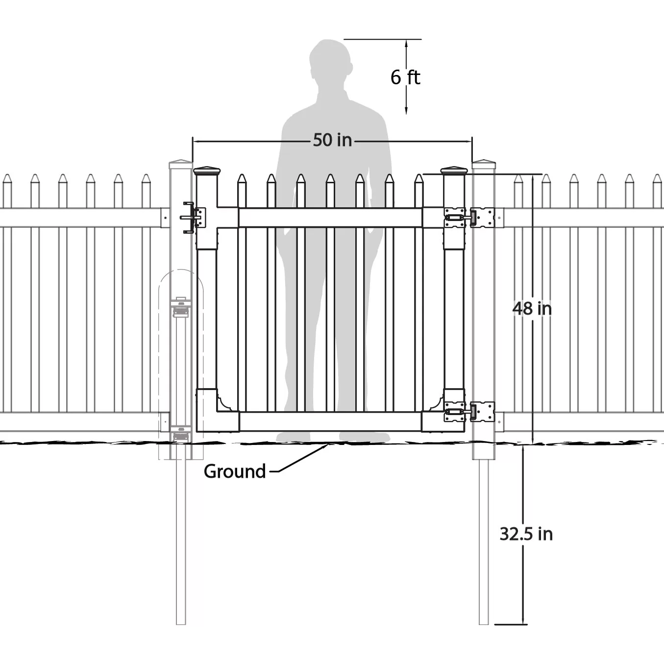 WamBam Fence 4-ft H x 4-ft W White Vinyl Flat-top Fence Gate Kit - Image 4