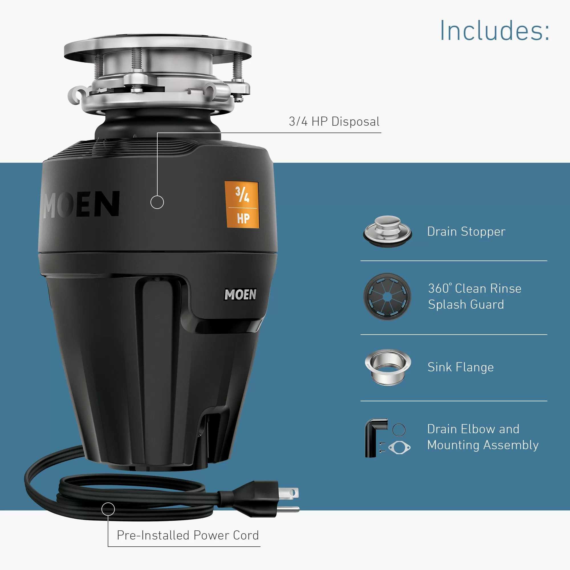 Moen 3/4-HP Continuous Feed Noise Insulation Garbage Disposal - Image 11