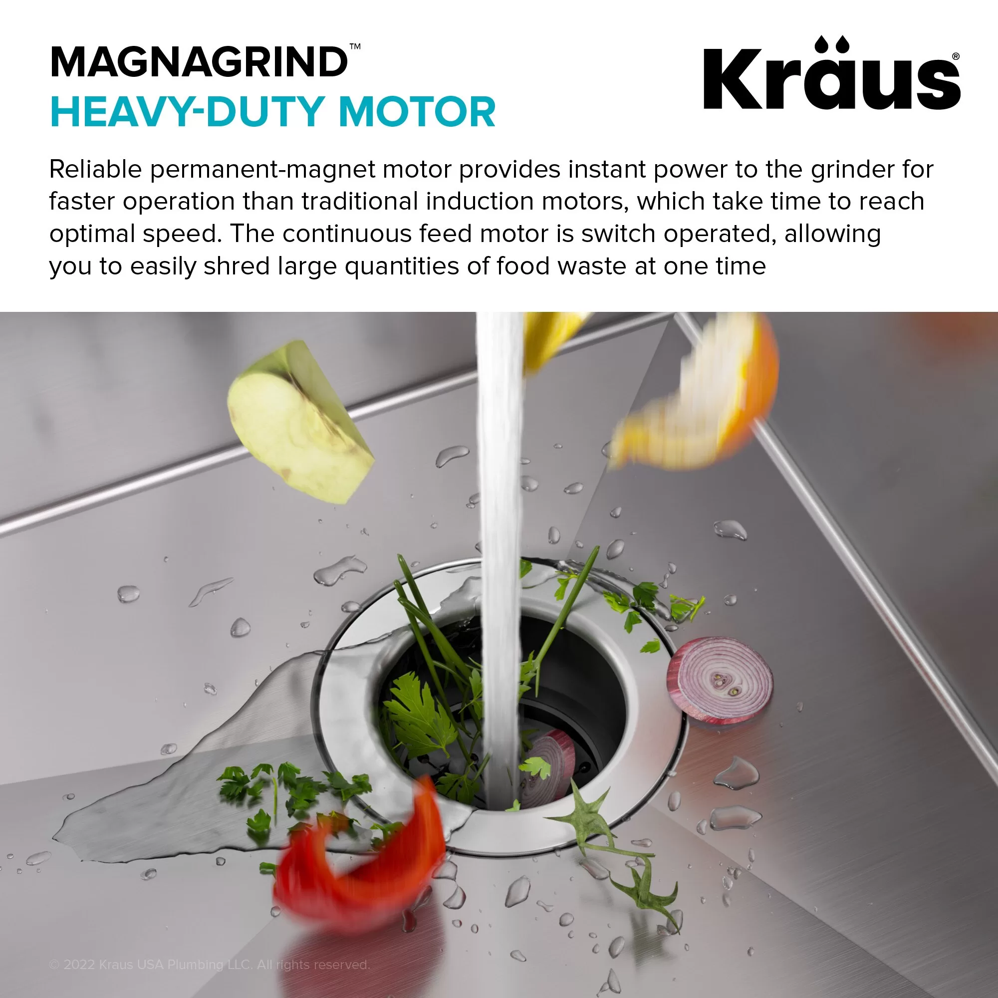 Kraus KWD100-100MBL WasteGuard Corded 1-HP Continuous Feed Noise Insulation Garbage Disposal - Image 6