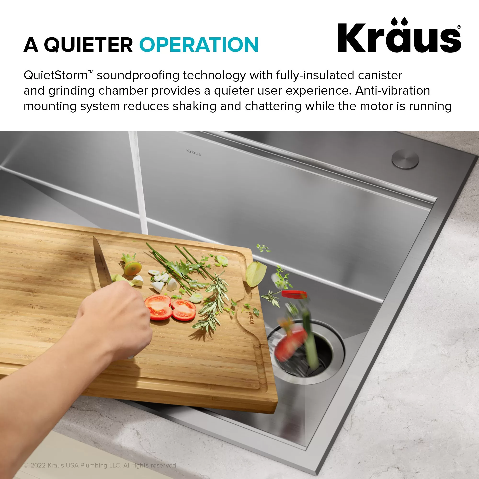 Kraus KWD100-100MBL WasteGuard Corded 1-HP Continuous Feed Noise Insulation Garbage Disposal - Image 9