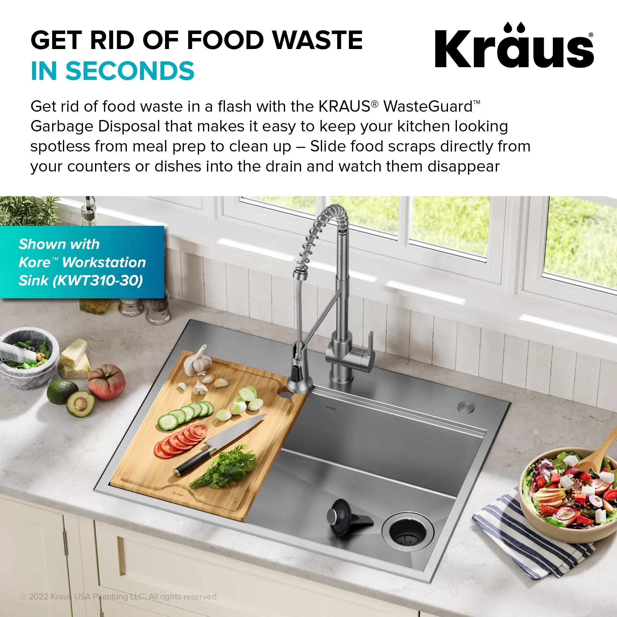 Kraus KWD100-100MBL WasteGuard Corded 1-HP Continuous Feed Noise Insulation Garbage Disposal - Image 12