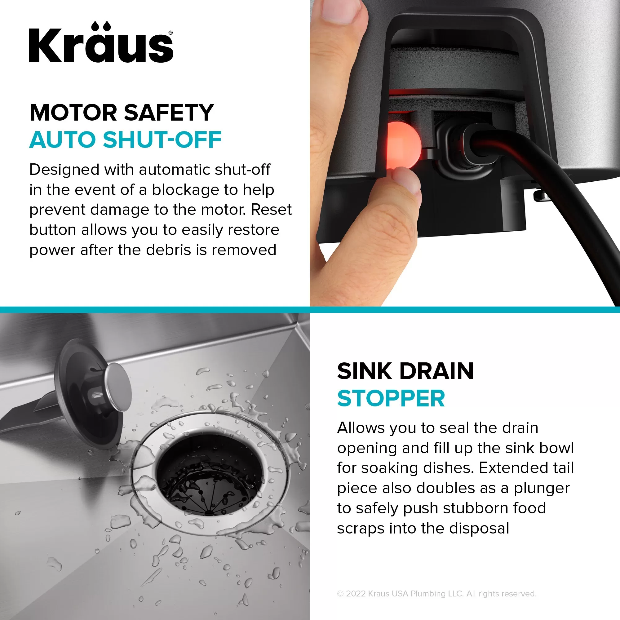 Kraus KWD100-100MBL WasteGuard Corded 1-HP Continuous Feed Noise Insulation Garbage Disposal - Image 10