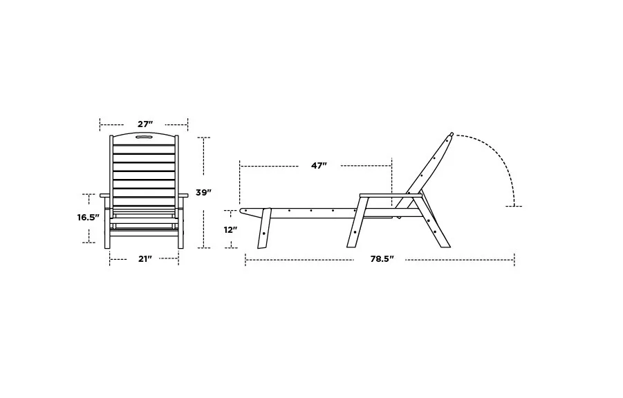 POLYWOOD Nautical Teak Plastic Frame Stationary Chaise Lounge Chair(s) with Slat Seat - Image 5
