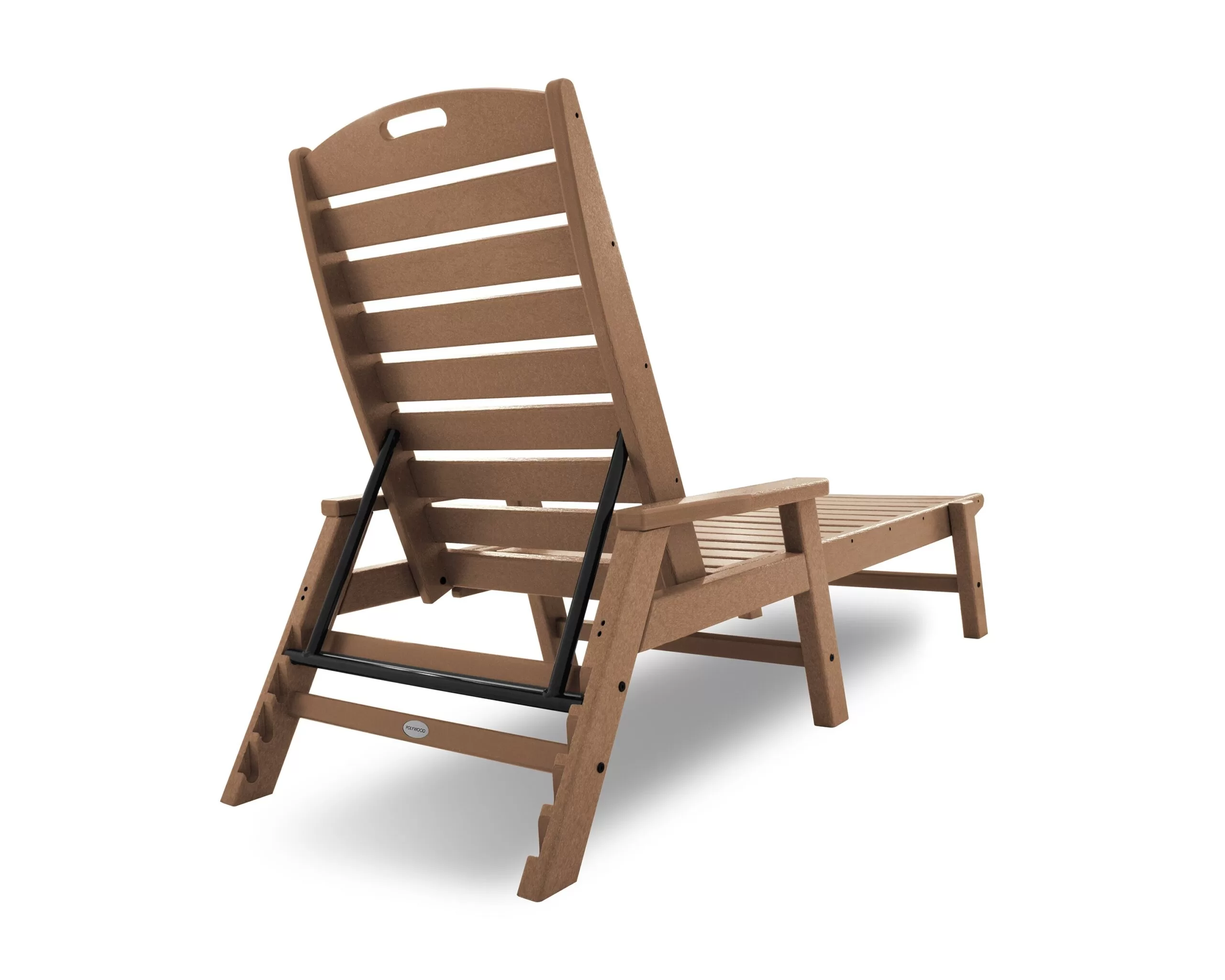 POLYWOOD Nautical Teak Plastic Frame Stationary Chaise Lounge Chair(s) with Slat Seat - Image 4