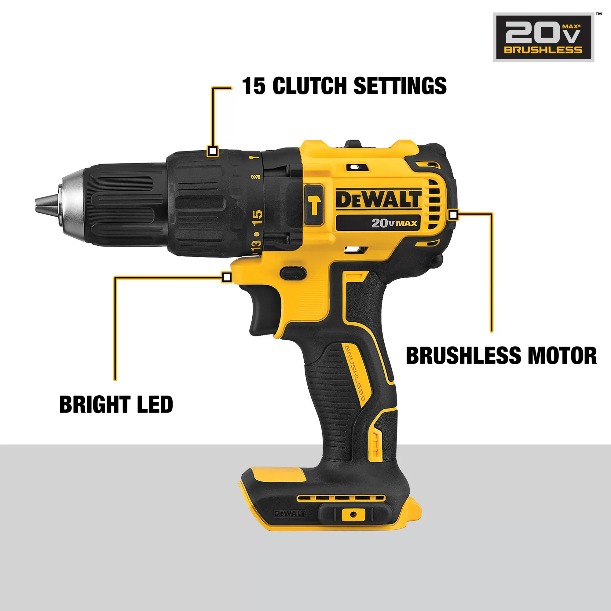 DEWALT 1/2-in 20-volt Max-Amp Variable Speed Brushless Cordless Hammer Drill(Tool Only) - Image 2