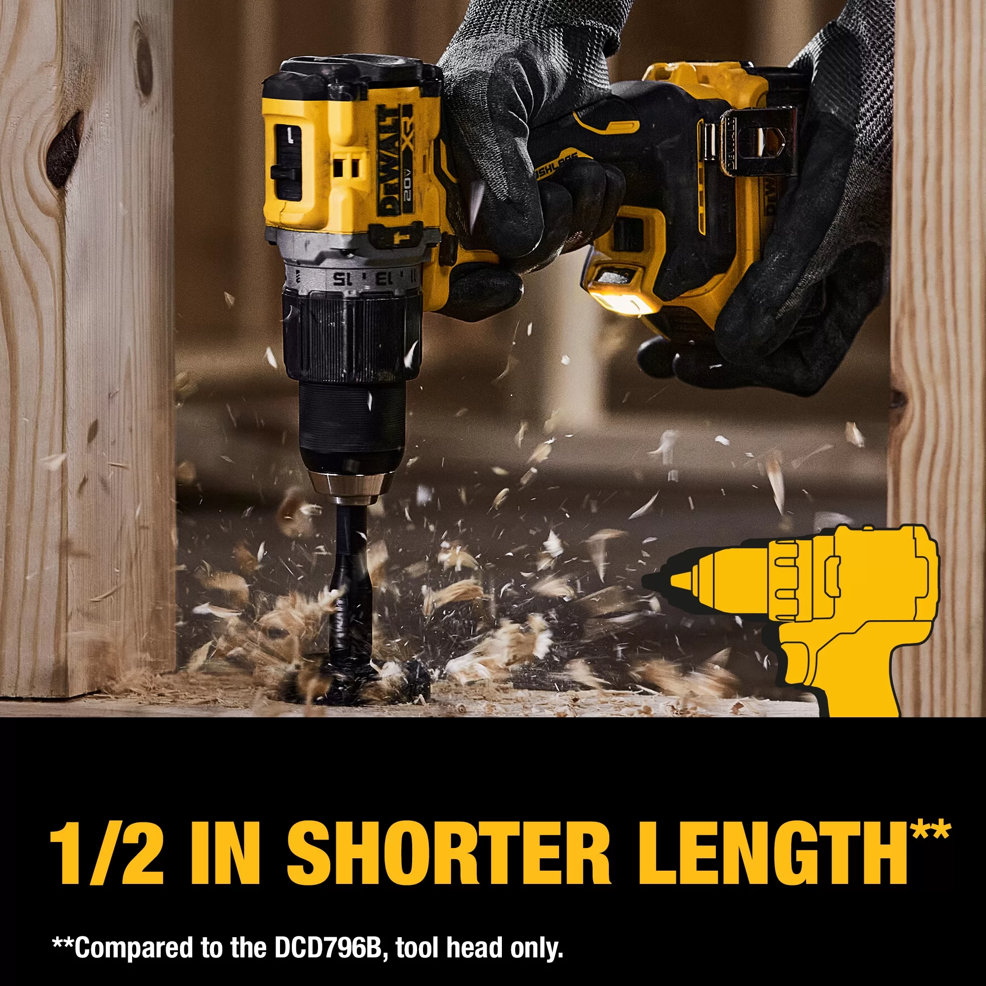 DEWALT 20V MAX XR Brushless Cordless 1/2-in Hammer Drill/Driver Kit - Image 7