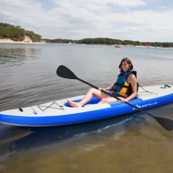 Goplus 1 Person Inflatable Kayak Includes Aluminum Paddle with Hand Pump Blue