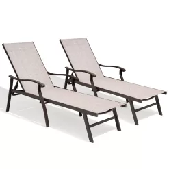 Crestlive Products Patio chaise lounge Set of 2 Aluminum Frame In Classic BrownÂ