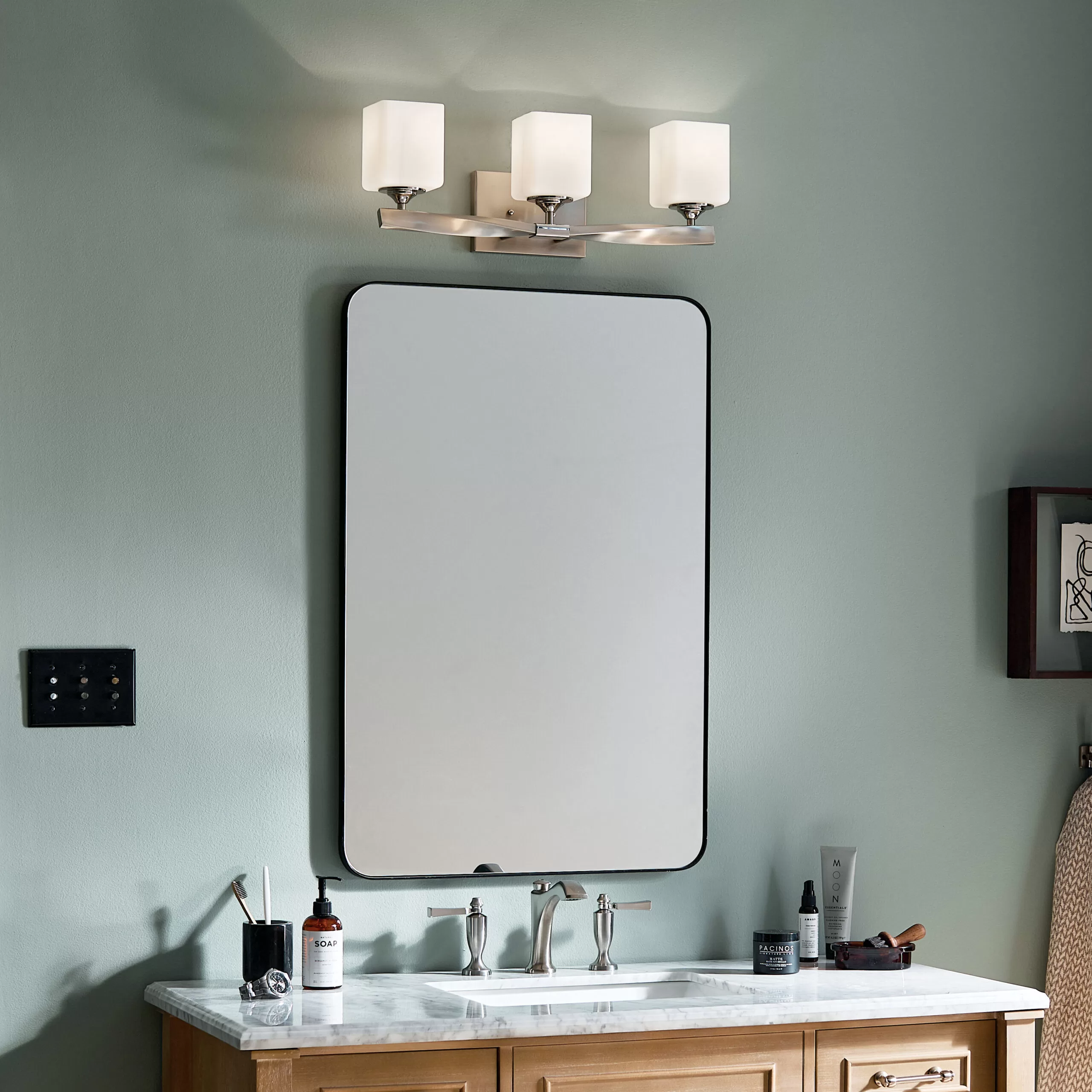 Kichler Marette 22.75-in 3-Light Brushed Nickel Modern/Contemporary Vanity Light - Image 5