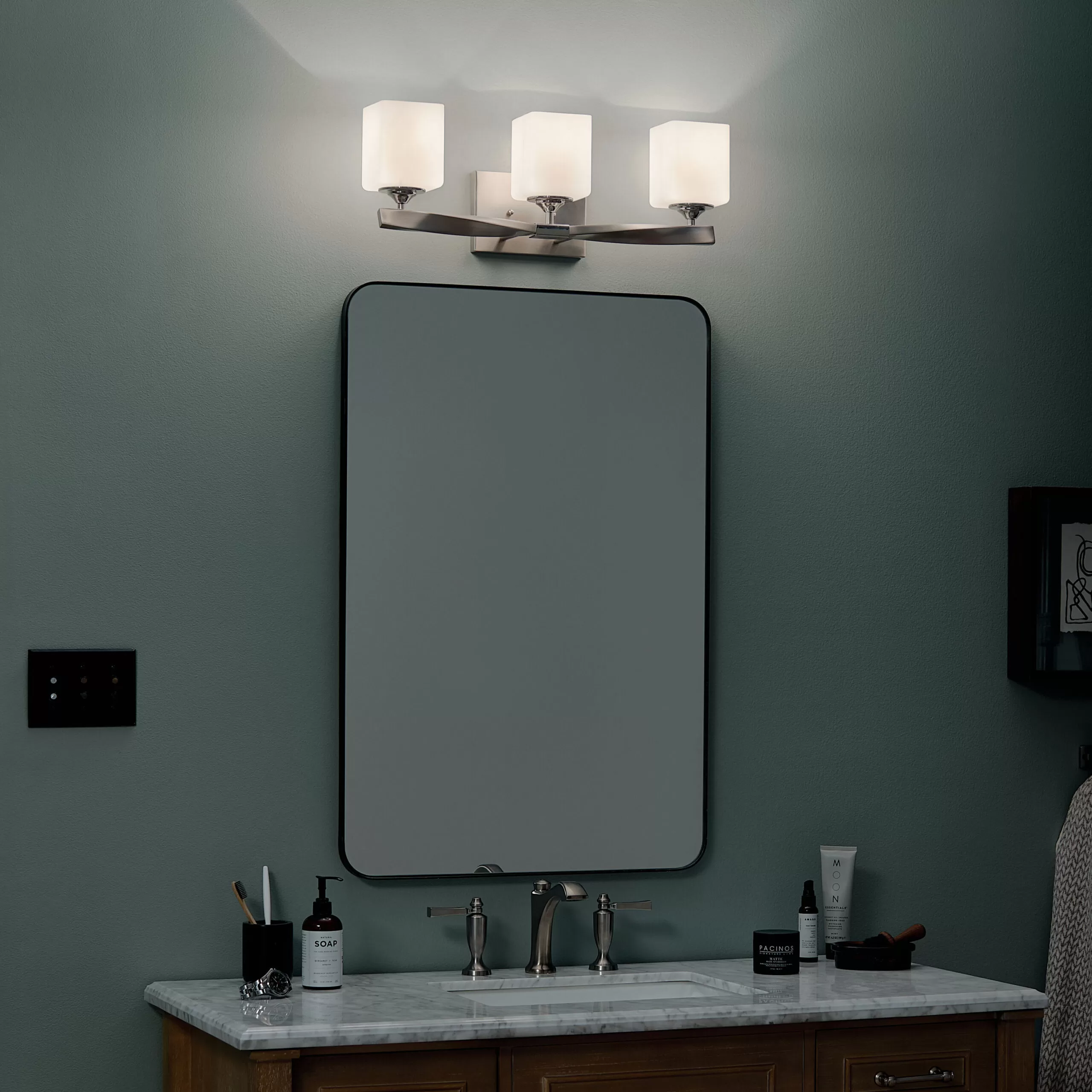 Kichler Marette 22.75-in 3-Light Brushed Nickel Modern/Contemporary Vanity Light - Image 6