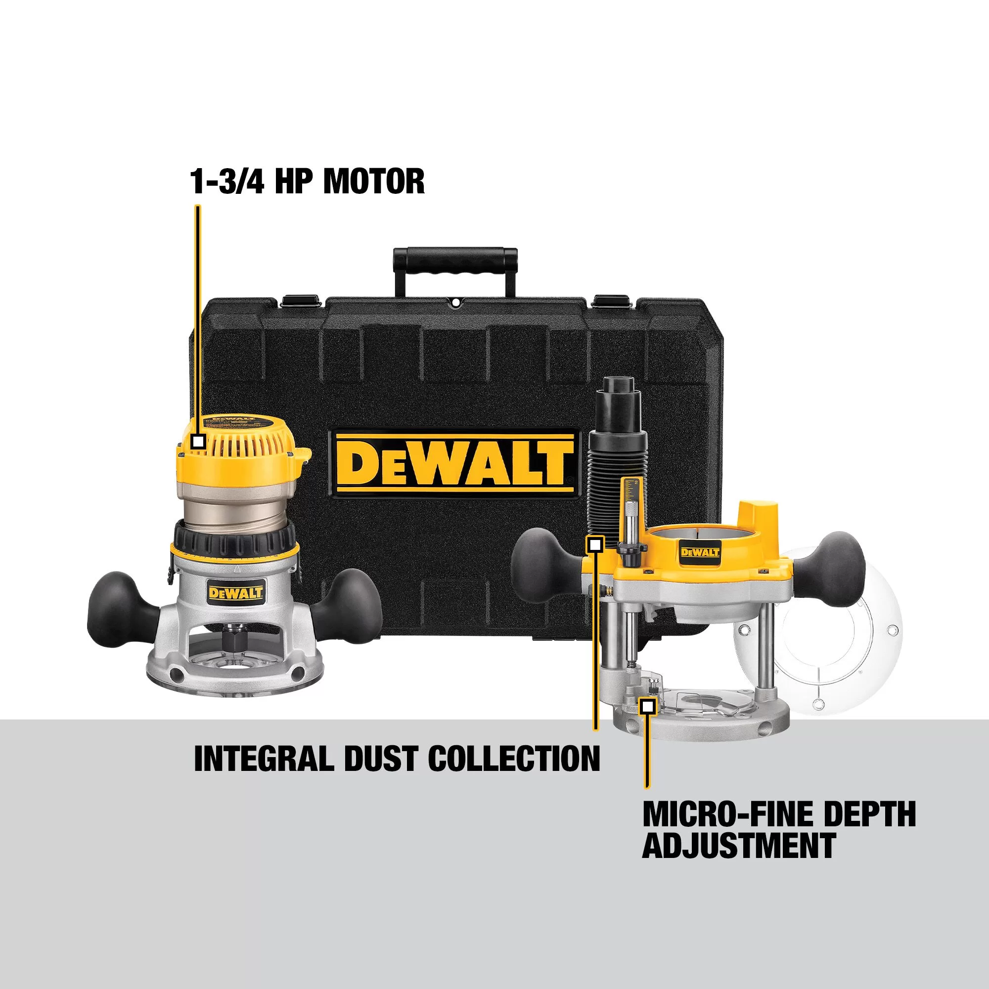 DEWALT 1/2-in-Amp 1.75-HP Combo Fixed/Plunge Corded Router Hard Case (Tool Only) - Image 3