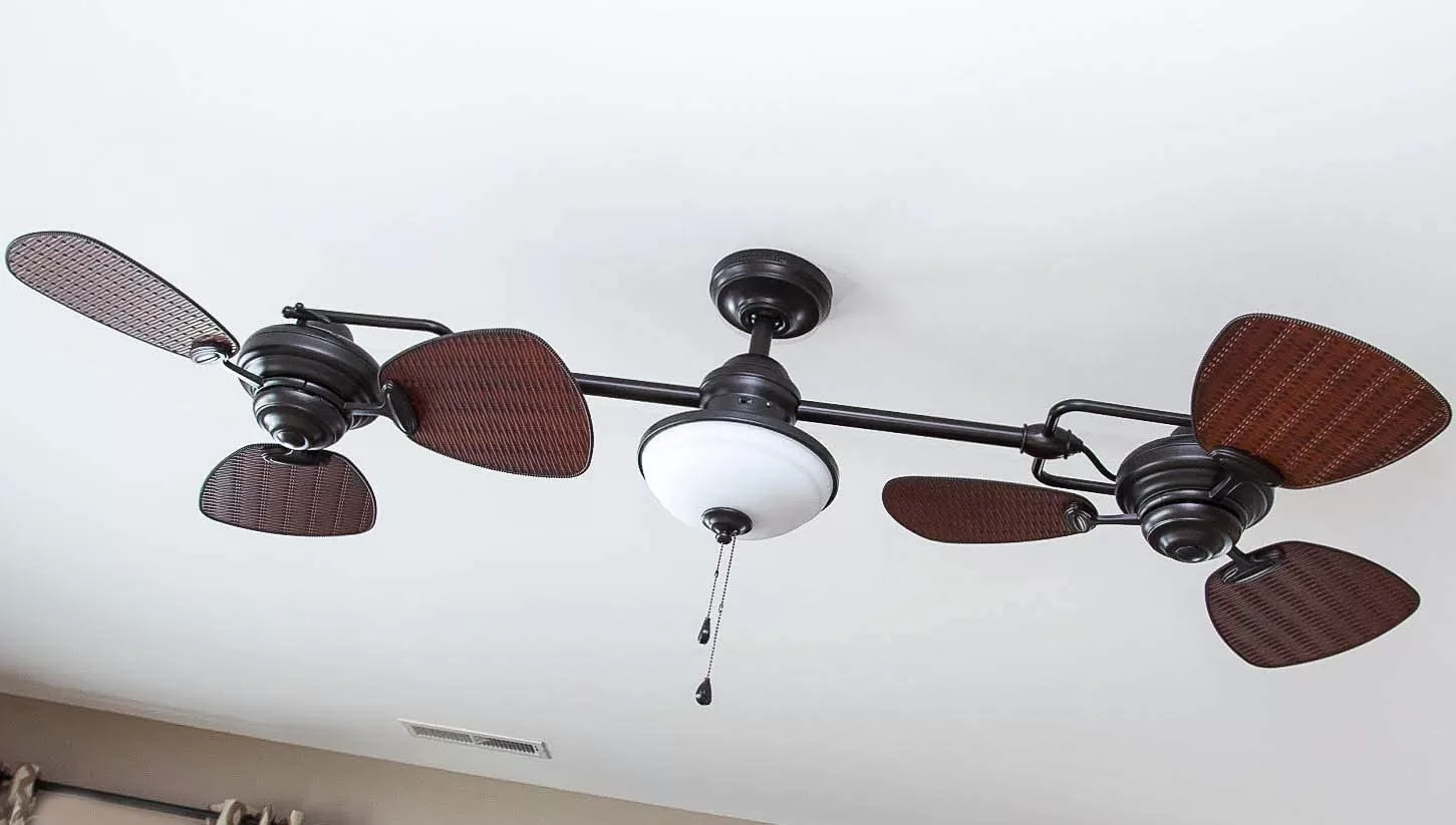 Harbor Breeze Twin Breeze II 74-in Oil Rubbed Bronze LED Indoor/Outdoor Ceiling Fan with Light (6-Blade) - Image 2