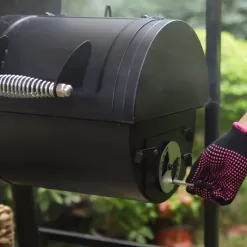 Sophia & William Portable BBQ Charcoal Grill with Offset Smoker, Black
