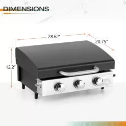 Sophia & William 3-Burners Gas Griddle Portable Flat Table Top BBQ Grill 24,000 BUT
