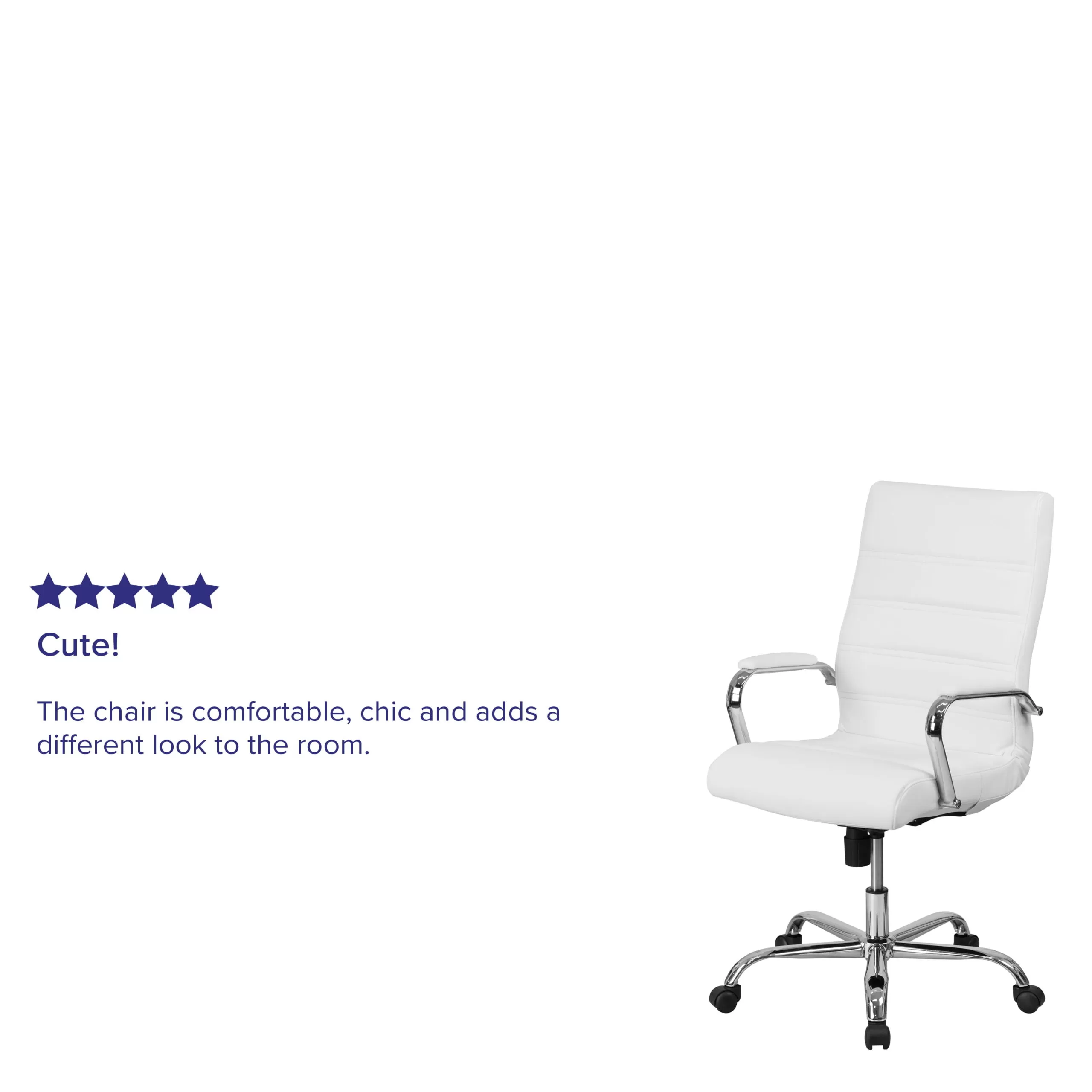 Flash Furniture High Back White LeatherSoft Executive Swivel Office Chair with Chrome Frame and Arms