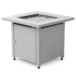 Endless Summer Outdoor Fire Pit Table with Faux Marble Finish, White Glass