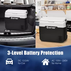 Costway 53 QT Portable Car Refrigerator Dual-Zone Car Cooler White