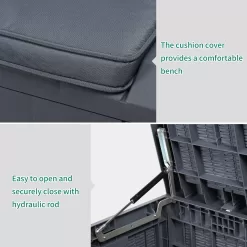 YITAHOME 100gal Large Outdoor Storage Deck Box Patio Container Organizer Bin with Cushion Seating Waterproof, Gray