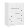 Homfa Horizontal Dresser, Modern Dresser of 5 Drawers, Dresser Chest with Easy Pull Handle for Bedroom, White Finish