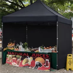 SMILE MART 10' x 10' Enclosed Outdoor Canopy with Wheeled Carry Bag, Black