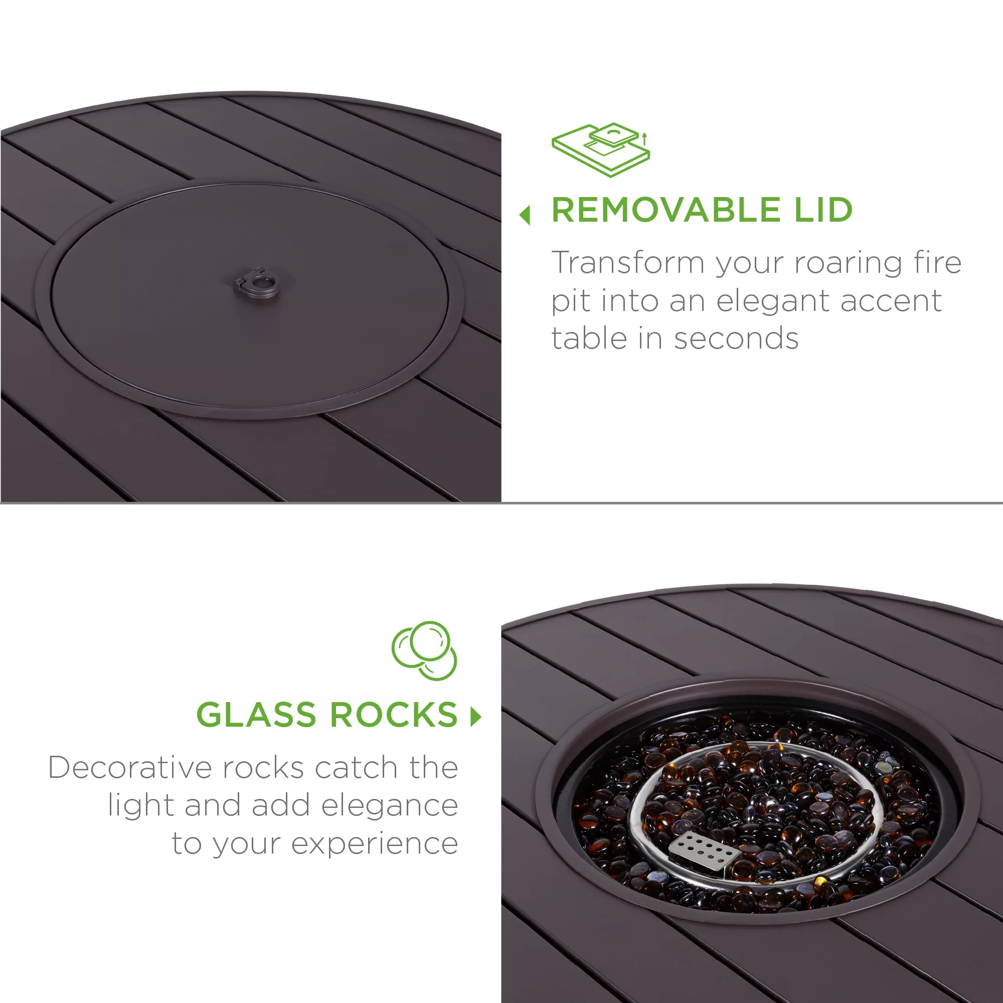 Best Choice Products 32in Round Gas Fire Pit Table, 50,000 BTU Outdoor Wicker Patio Propane Firepit w/ Cover - Brown
