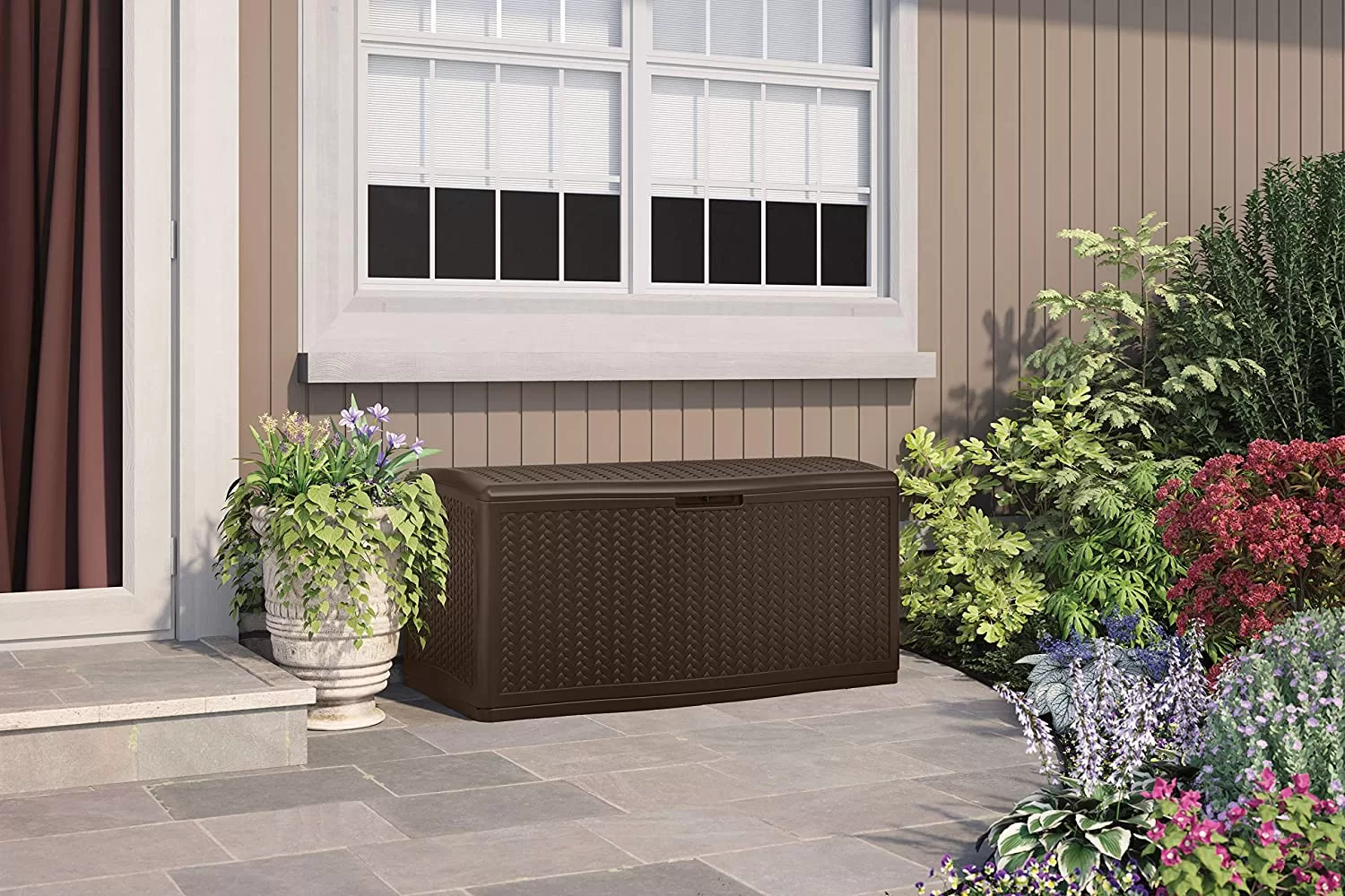 Suncast 52.75-in L x 29-in 124-Gallon Java Plastic Deck Box - Image 5