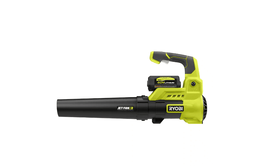 RYOBI RY40480VNM-HDG 40V 110 MPH 525 CFM Cordless Variable-Speed Jet Fan Leaf Blower & 24 in. Hedge Trimmer with 4.0 Ah Battery & Charger
