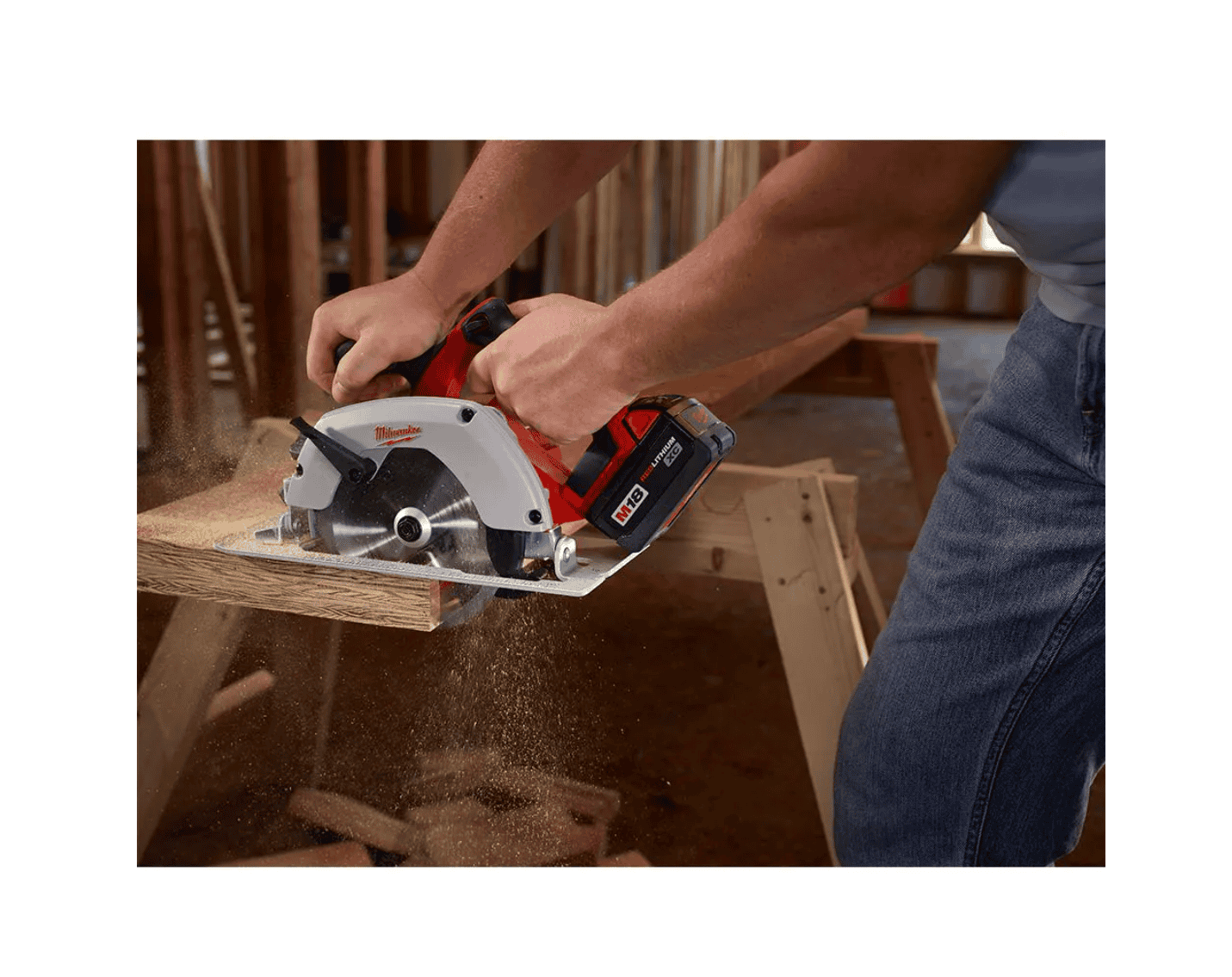 Milwaukee 2630-20-48-59-1850 M18 18V Lithium-Ion Cordless 6-1/2 in. Circular Saw W/ M18 Starter Kit (1) 5.0Ah Battery & Charger