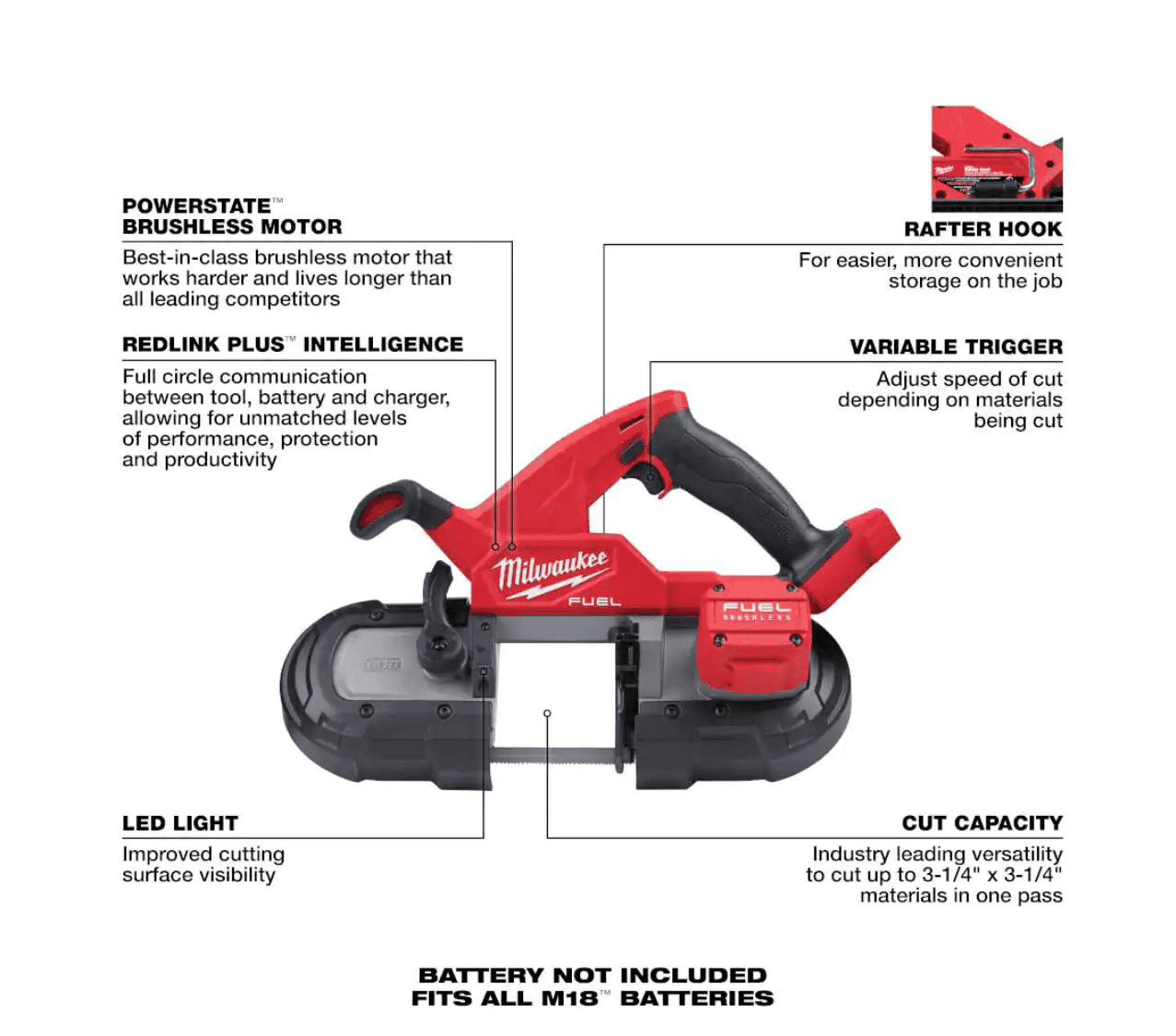 Milwaukee Band Saw 2829-20 M18 FUEL 18V Lithium-Ion Brushless Cordless Compact (Tool-Only)