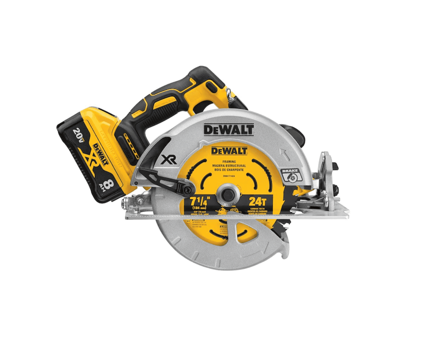 DEWALT Circular Saw DCS574W1 XR POWER DETECT 20-Volt Max 7-1/4-in Brushless Cordless (1-Battery and Charger Included) - Image 6