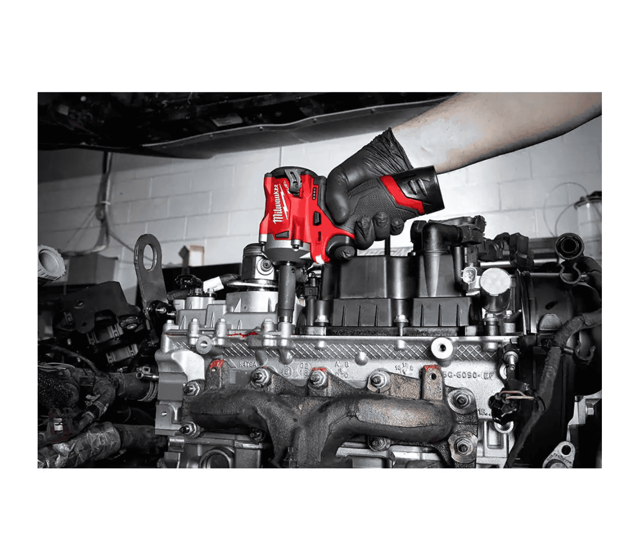 Milwaukee 2554-20-2557-20-48-11-2412 M12 FUEL 12V Lithium-Ion Brushless Cordless Stubby 3/8 in. Impact Wrench & 3/8 in. Ratchet with two 3.0 Ah Batteries