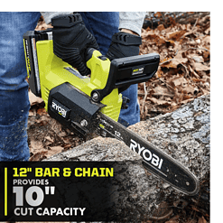 RYOBI RY40590 40V HP Brushless 12 in. Top Handle Cordless Battery Chainsaw with 4.0 Battery and Charger