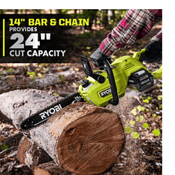 RYOBI RY405100-PS 40V HP Brushless 14 in. Cordless Battery Chainsaw and 10 in. Cordless Battery Pole Saw with 4.0 Ah Battery and Charger