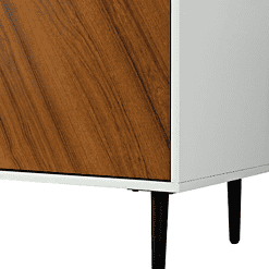 Walker Edison Furniture Company Hampton 58 in. Solid White and Teak Bookmatch Buffet Stand