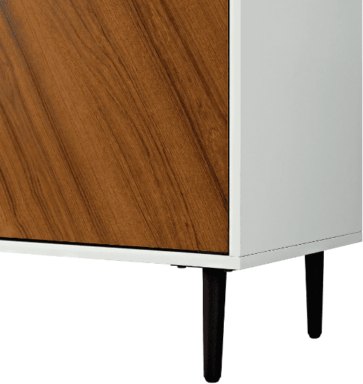 Walker Edison Furniture Company Hampton 58 in. Solid White and Teak Bookmatch Buffet Stand