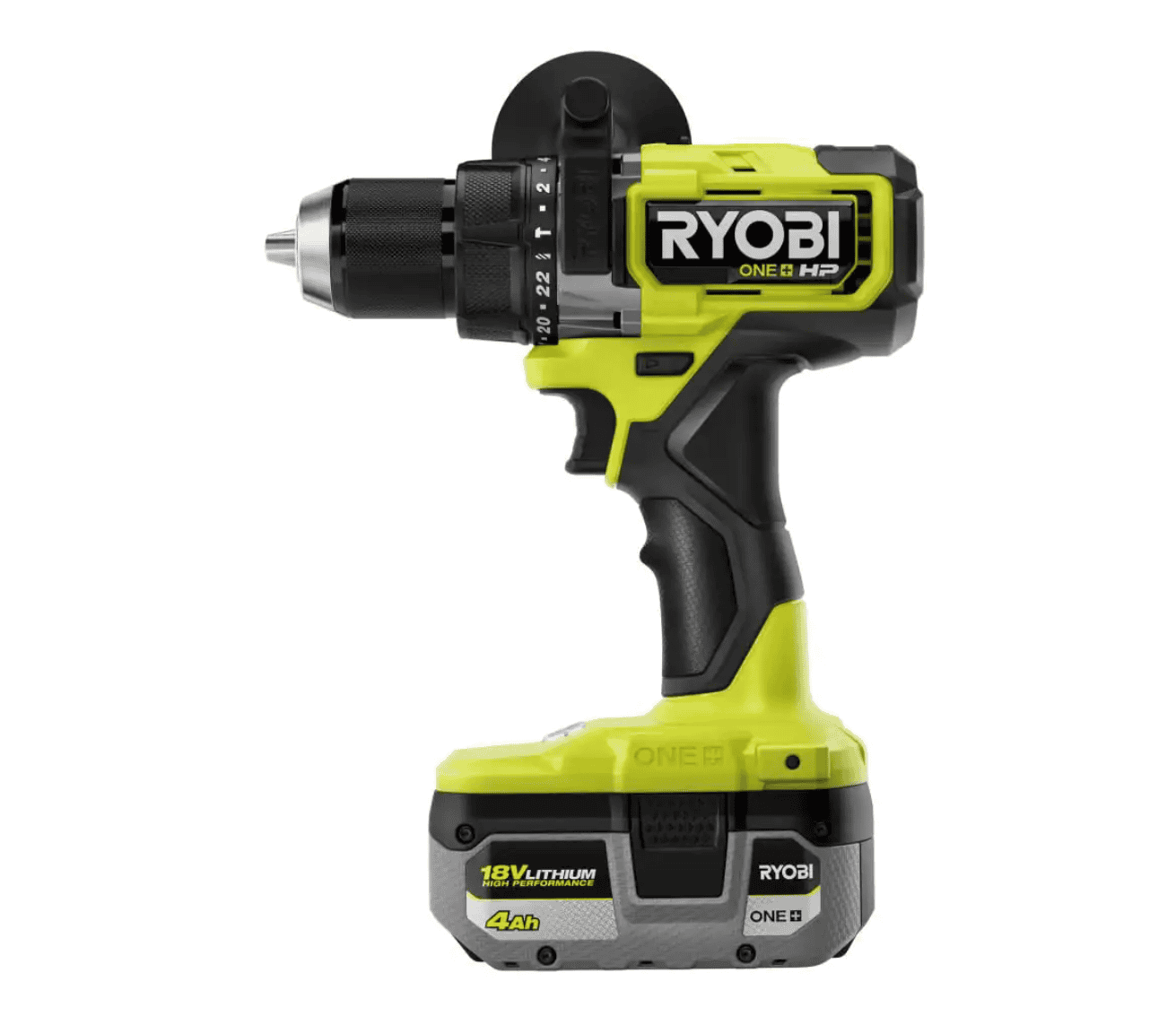 RYOBI PBLHM101K ONE+ HP 18V Brushless Cordless 1/2 in. Hammer Drill Kit with (1) 4.0 Ah High Performance Battery, Charger, and Tool Bag