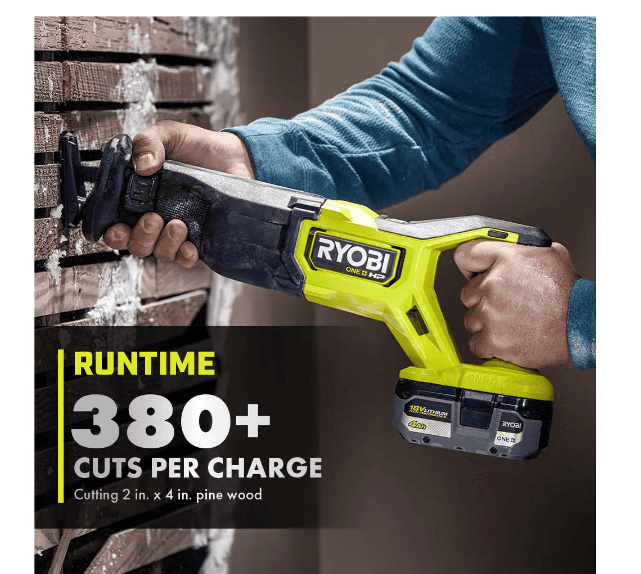RYOBI PBLRS01B-A233501 ONE+ HP 18V Brushless Cordless Reciprocating Saw (Tool Only)