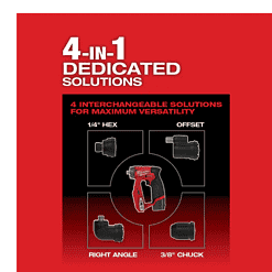 Milwaukee 2505-22 M12 FUEL 12-Volt Lithium-Ion Brushless Cordless 4-in-1 Installation 3/8 in. Drill Driver Kit with 4-Tool Heads
