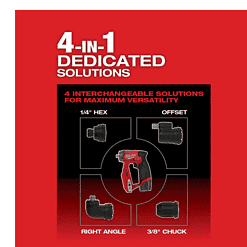 Milwaukee 2505-20 M12 FUEL 12-Volt Lithium-Ion Brushless Cordless 4-in-1 Installation 3/8 in. Drill Driver with 4 Tool Head (Tool-Only)