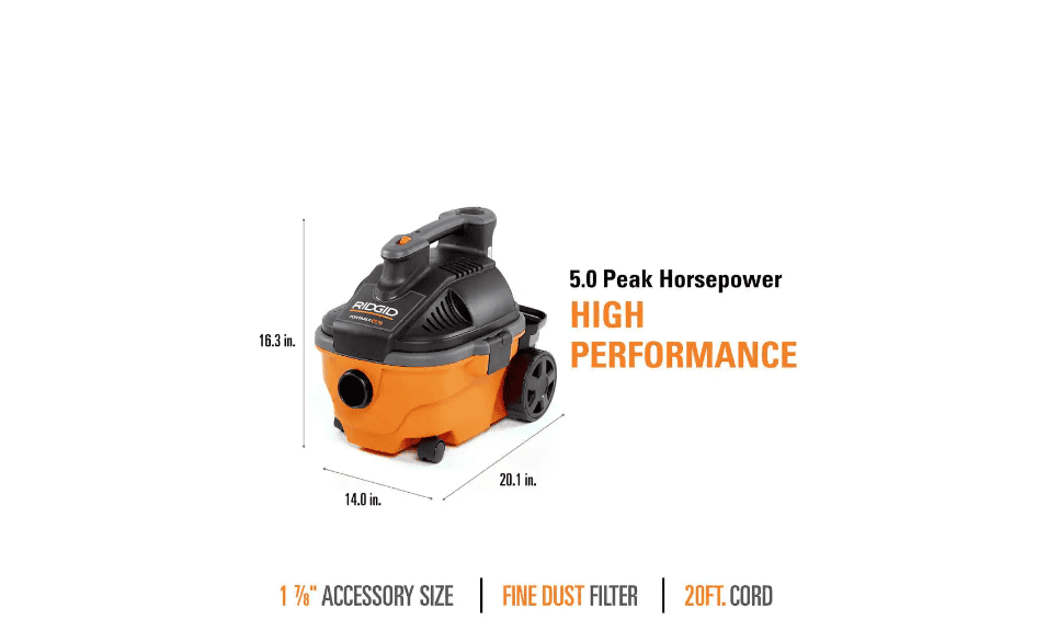 RIDGID WD4070 4 Gallon 5.0-Peak HP Portable Wet/Dry Shop Vacuum with Fine Dust Filter, Hose and Accessories