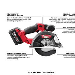Milwaukee 2782-20 M18 FUEL 18-Volt Lithium-Ion Brushless Cordless Metal Cutting 5-3/8 in. Circular Saw (Tool-Only) w/ Metal Saw Blade