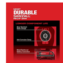Milwaukee 2821-21 M18 FUEL 18V Lithium-Ion Brushless Cordless SAWZALL Reciprocating Saw Kit W/one 5.0 Ah Batteries, Charger and Case