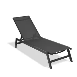 Alternative view of Clihome Patio Chair Metal Frame Stationary Chaise Lounge Chair(s) with Black Textilene Sling Seat