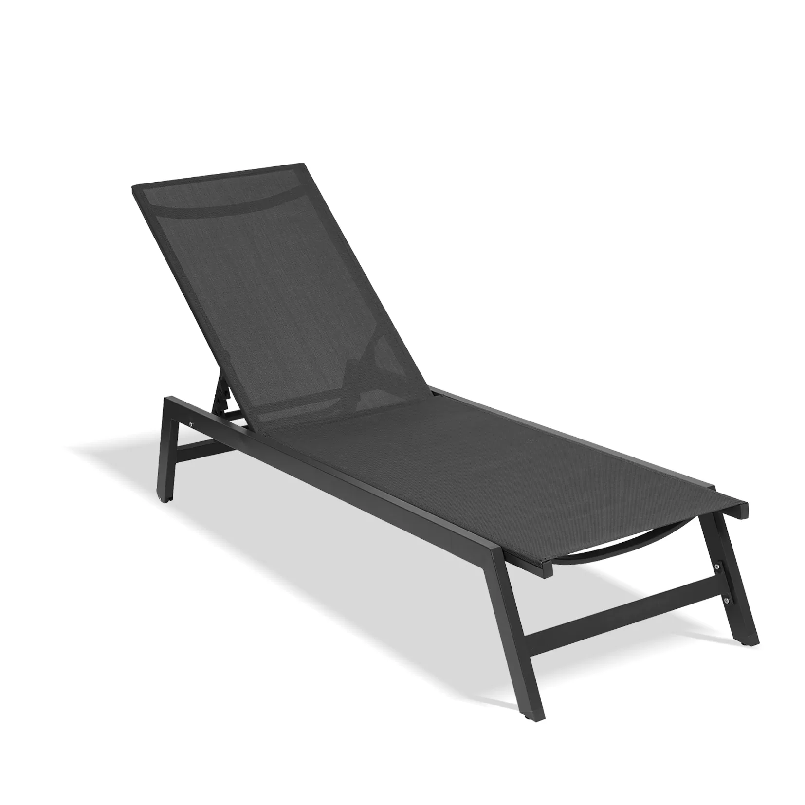 Clihome Patio Chair Metal Frame Stationary Chaise Lounge Chair(s) with Black Textilene Sling Seat - Image 2
