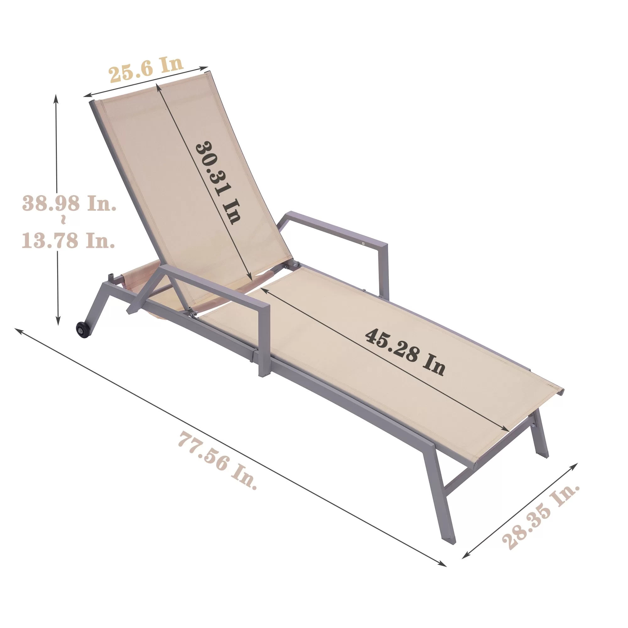 Clihome Patio Chair Metal Frame Stationary Chaise Lounge Chair(s) with Off-white Textilene Sling Seat - Image 11
