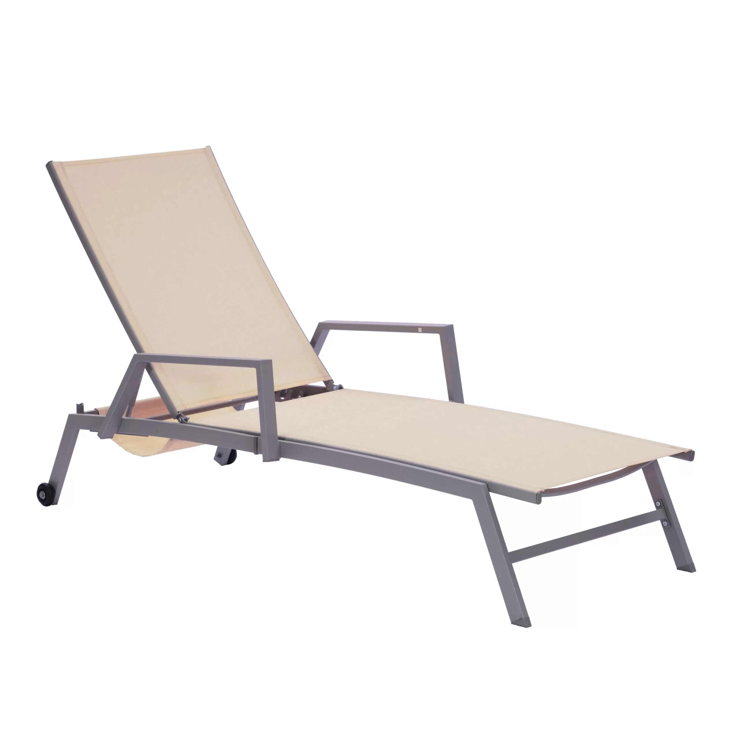 Clihome Patio Chair Metal Frame Stationary Chaise Lounge Chair(s) with Off-white Textilene Sling Seat - Image 9