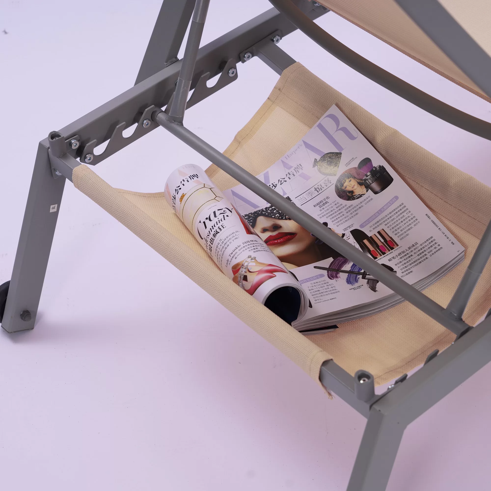 Clihome Patio Chair Metal Frame Stationary Chaise Lounge Chair(s) with Off-white Textilene Sling Seat - Image 7